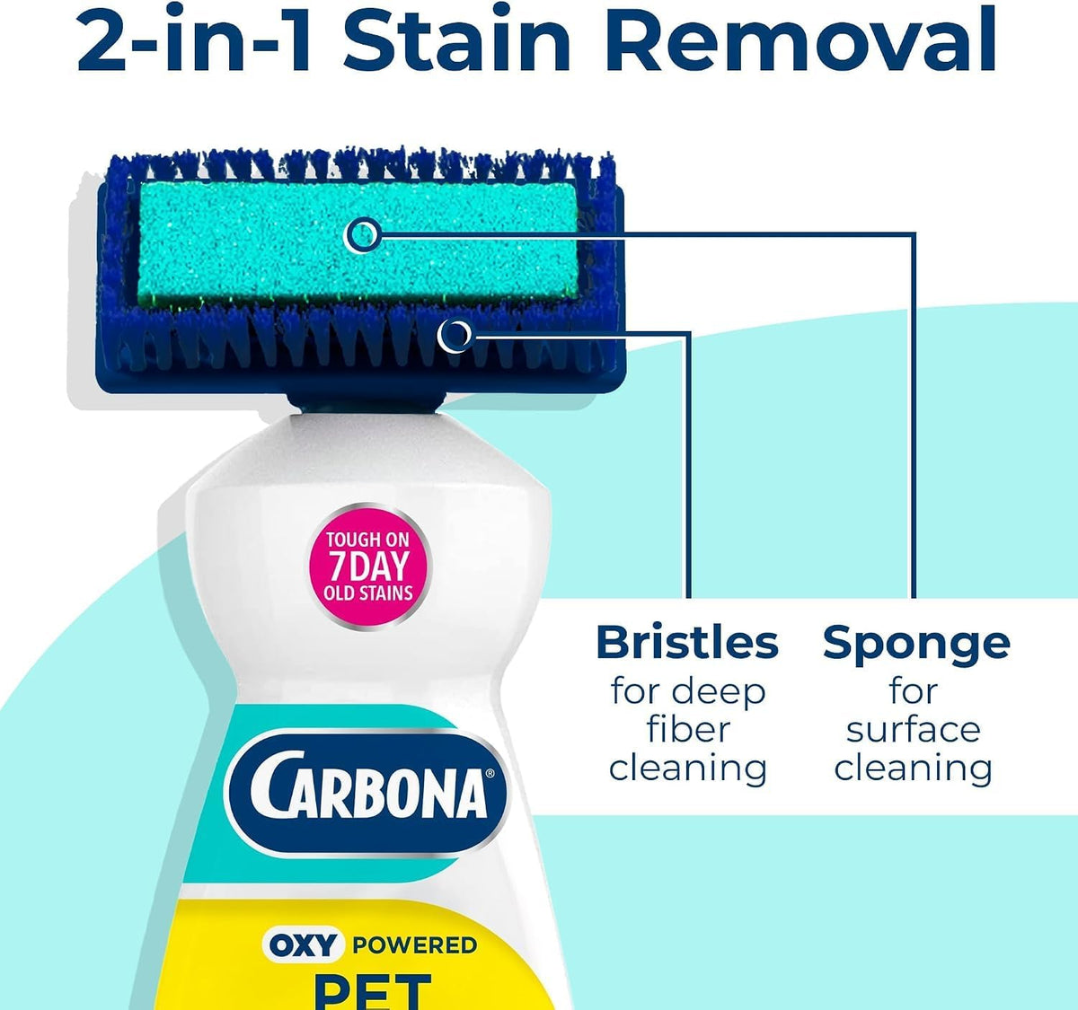 Carbona Oxy-Powered Pet Stain & Odor Remover, 2-in-1 Foaming Carpet Cleaner with Built-In Brush, Targets Urine, Vomit, Mud Messes from Dogs, Cats, 13.5 Oz (Pack of 3)