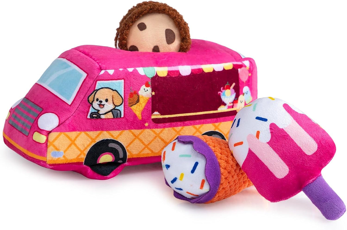 Hollypet Squeaky Hide and Seek Dog Toys for Small and Medium, Ice Cream | Interactive Plush Stuffed Dog Squeak Toys for Small Medium Sized Dogs and Non-Aggressive Chewers, Puppy Teeth Clean Chew Toys