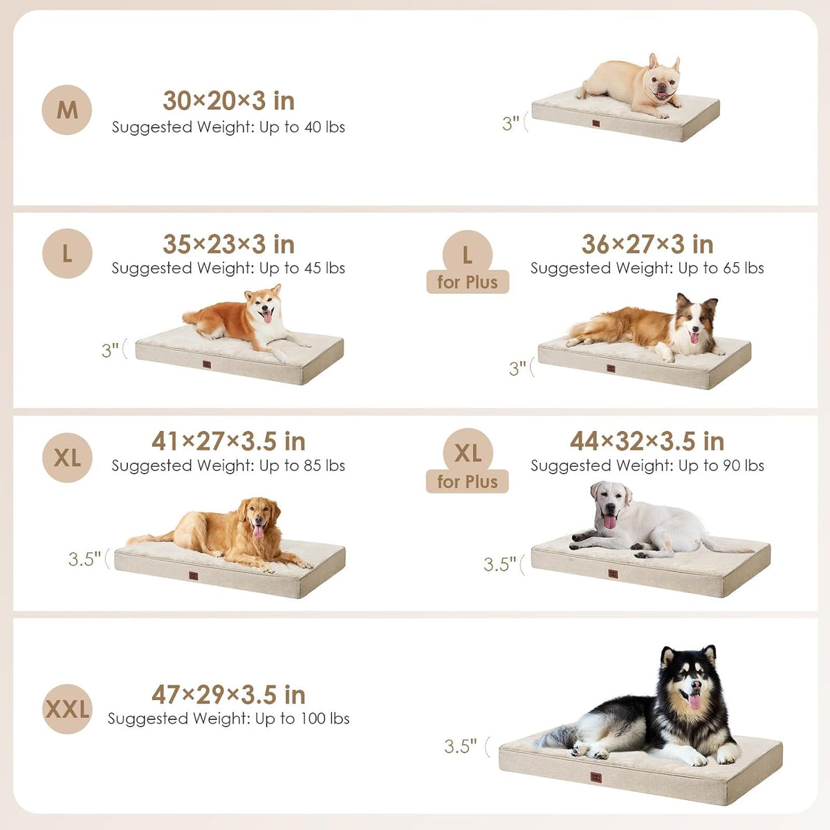 EHEYCIGA Orthopedic Dog Crate Beds for Medium Dogs, 30x20Inch, Beige