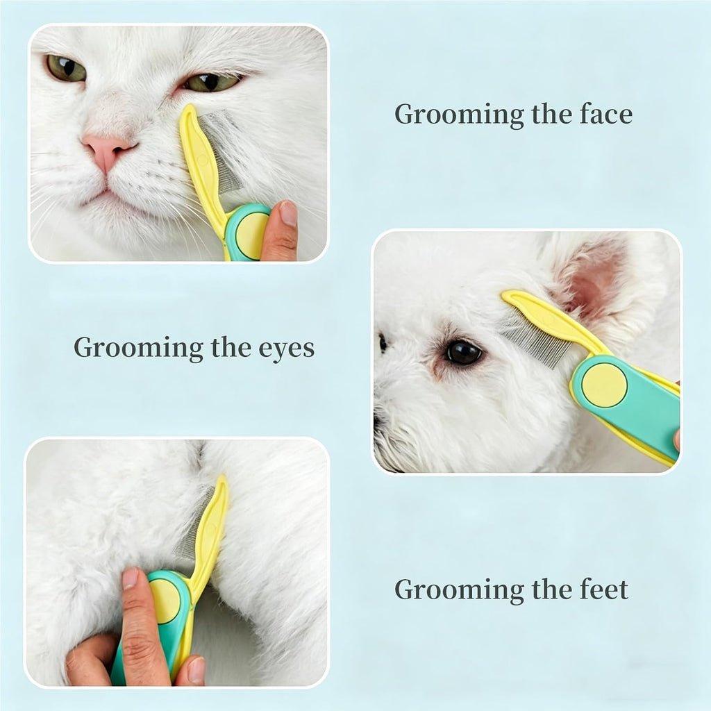 Foldable Dual-Head Tear Stain Remover Eye Comb for Small Dogs (Green)
