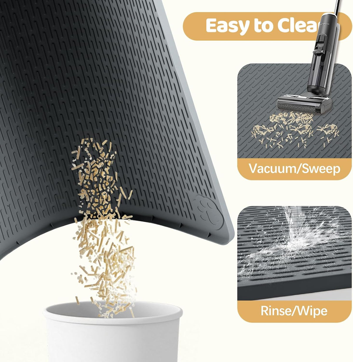 Silicone Cat Litter Mat for Litter Box 70”x45” Large Cat Mat, Dark Grey | Waterproof, Non-Slip, Leak-Proof Rug Mat with Lip, Easy to Clean, Extra Large Litter Catcher Mat for Floor