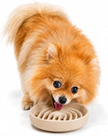 Slow Feeder Dog Bowl - Silicone Dog Bowl, Small, 6" x 1.25" - Tan