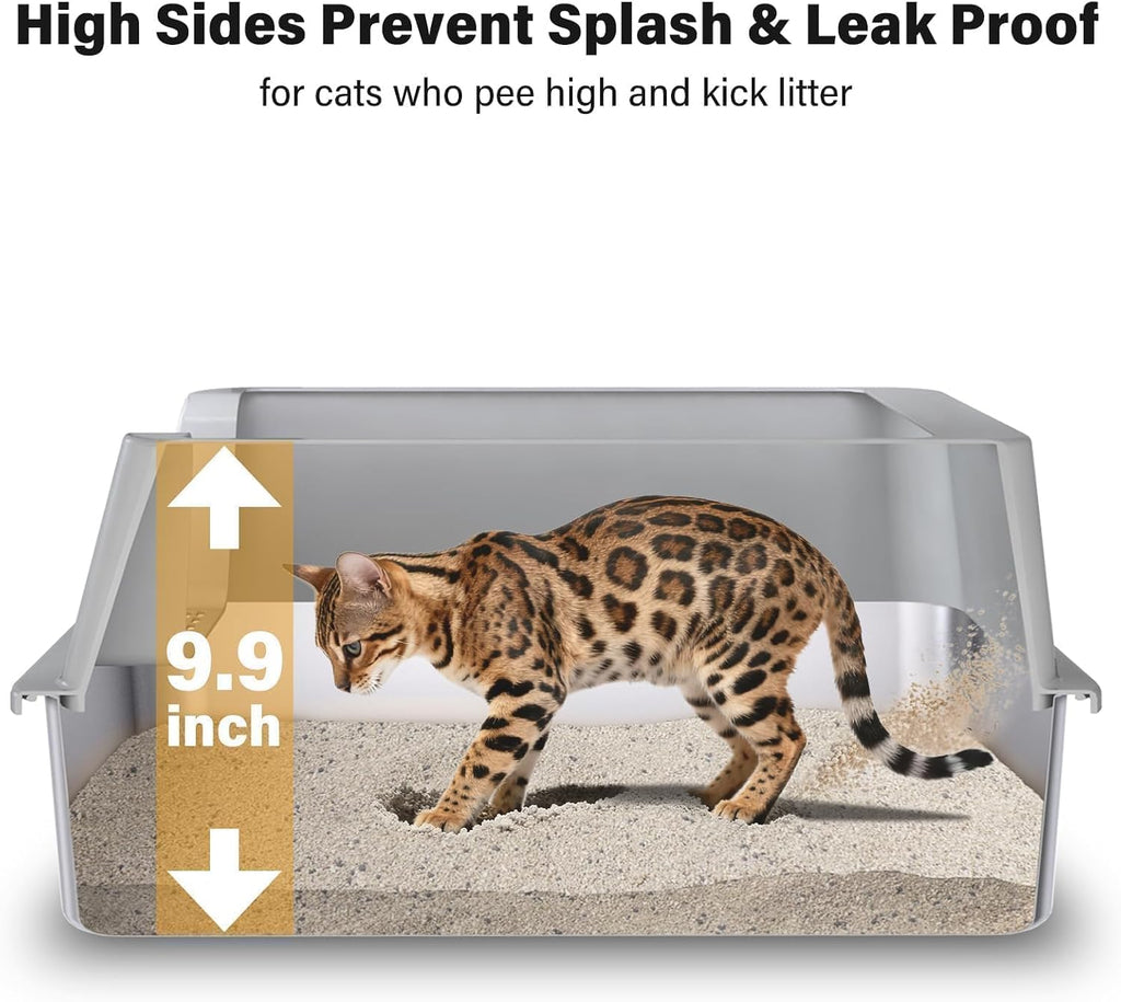 2PACK XL Stainless Steel Litter Box with Lid, Extra Large Cat Litter Boxes