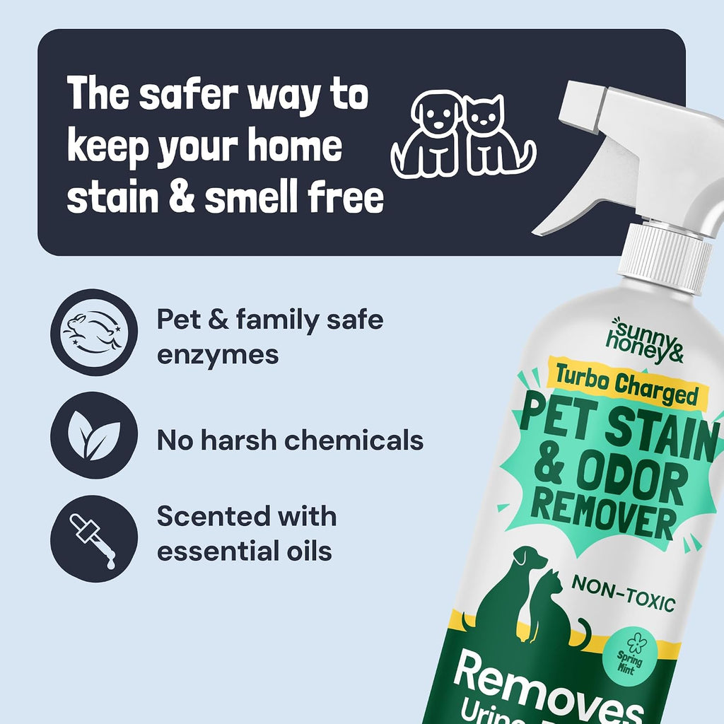 Sunny & Honey Turbo Carpet Cleaner Spray, Enzyme Stain Remover, 32oz Mint
