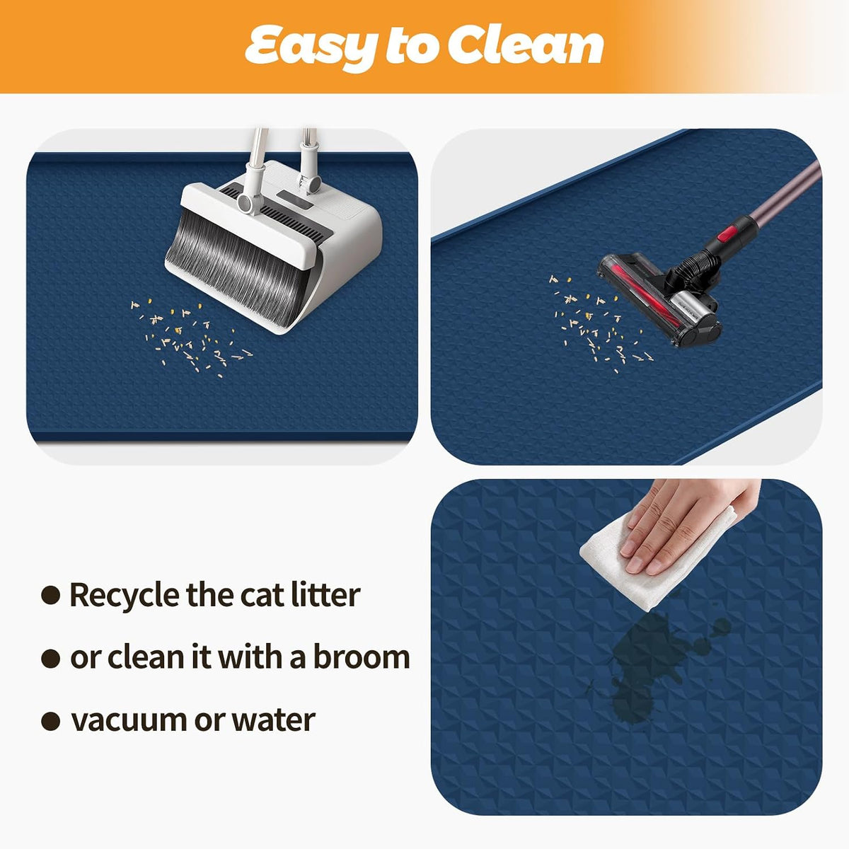 Cat Litter Mat for Litter Box 51"x25.6" Extra Large Silicone Mat, Blue