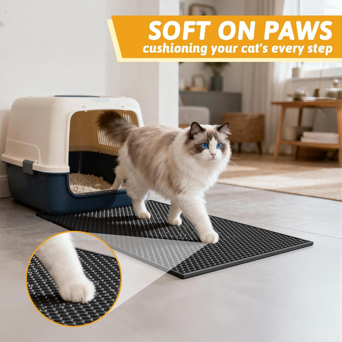 Pieviev 2 Packs Cat Litter Mat Double Layer Waterproof Urine Proof Trapping Mat (24"X15", Black) | Waterproof Urine Resistant Layer Litter Box Mat, Easy Collection, Soft on Kitty Paws, Black Color for Indoor Cats