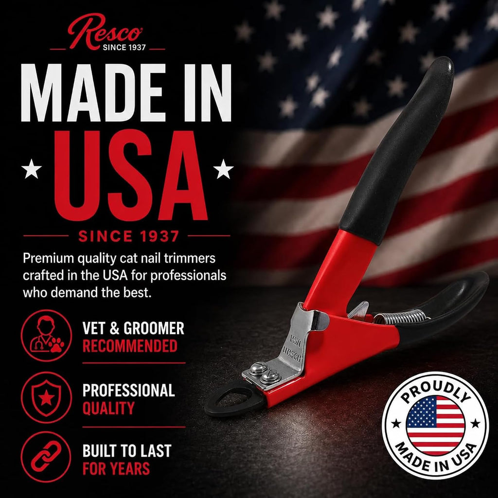 Resco Professional Guillotine Cat Nail Clippers with Grips, Red