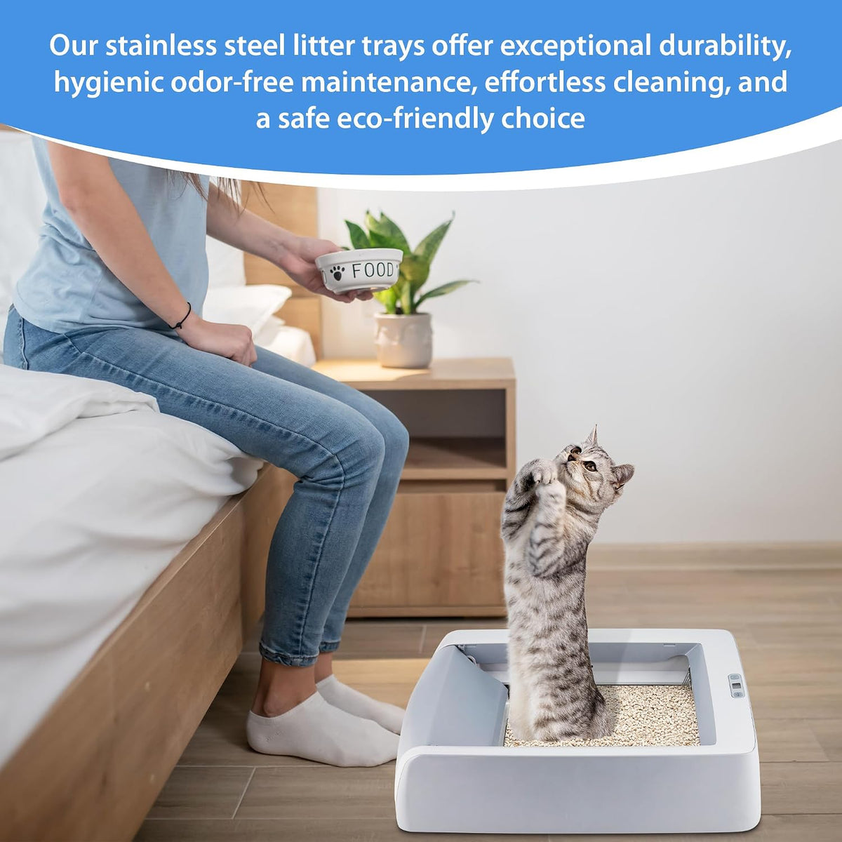 Stainless Steel Reusable Litter Tray Compatible with Petsafe Scoop-Free Self-Cleaning Cat Litter Boxes - Never Absorbs Odor, Stains, or Rusts (Stainless Steel Litter Tray) (Extra Deep)