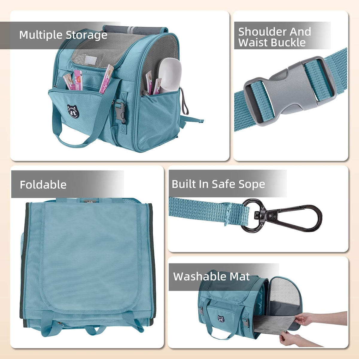 Lollimeow Cat Backpack Carrier, Large Expandable Pet Backpack for Small Dog