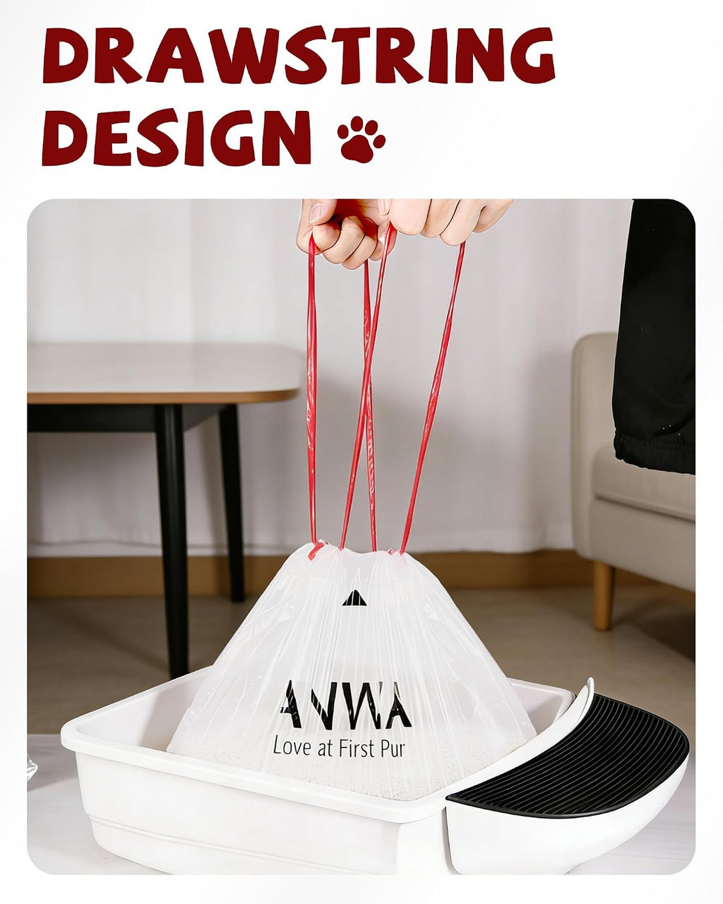 ANWA 75 Count Litter Box Robot 4/5/5 Pro/EVO Waste Bags, White