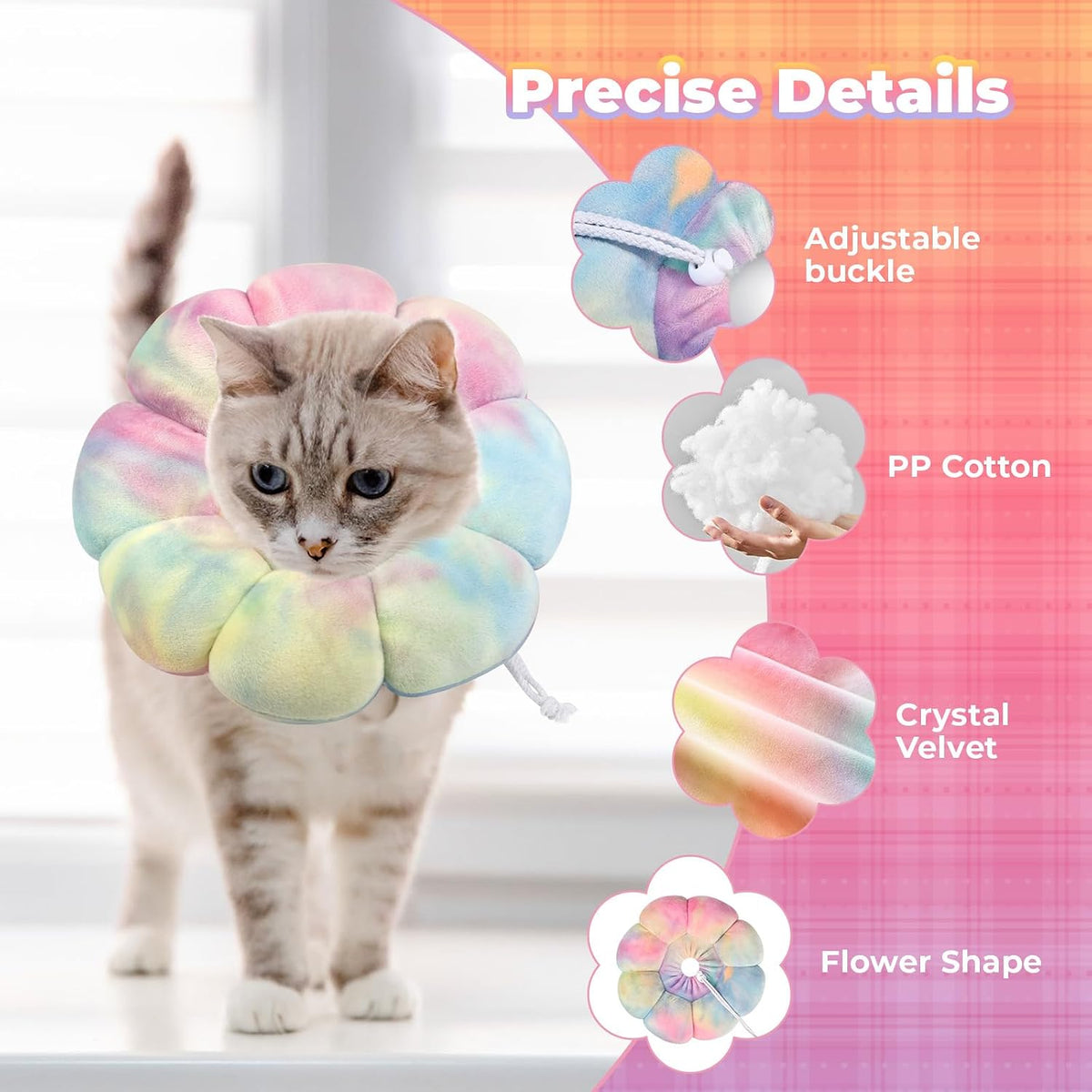 Adjustable Dog Cone Collar, Soft Dog Elizabethan Collar Recovery E Collar After Surgery, Recovery E-Collar for Kittens/Puppies and Cats Recovery