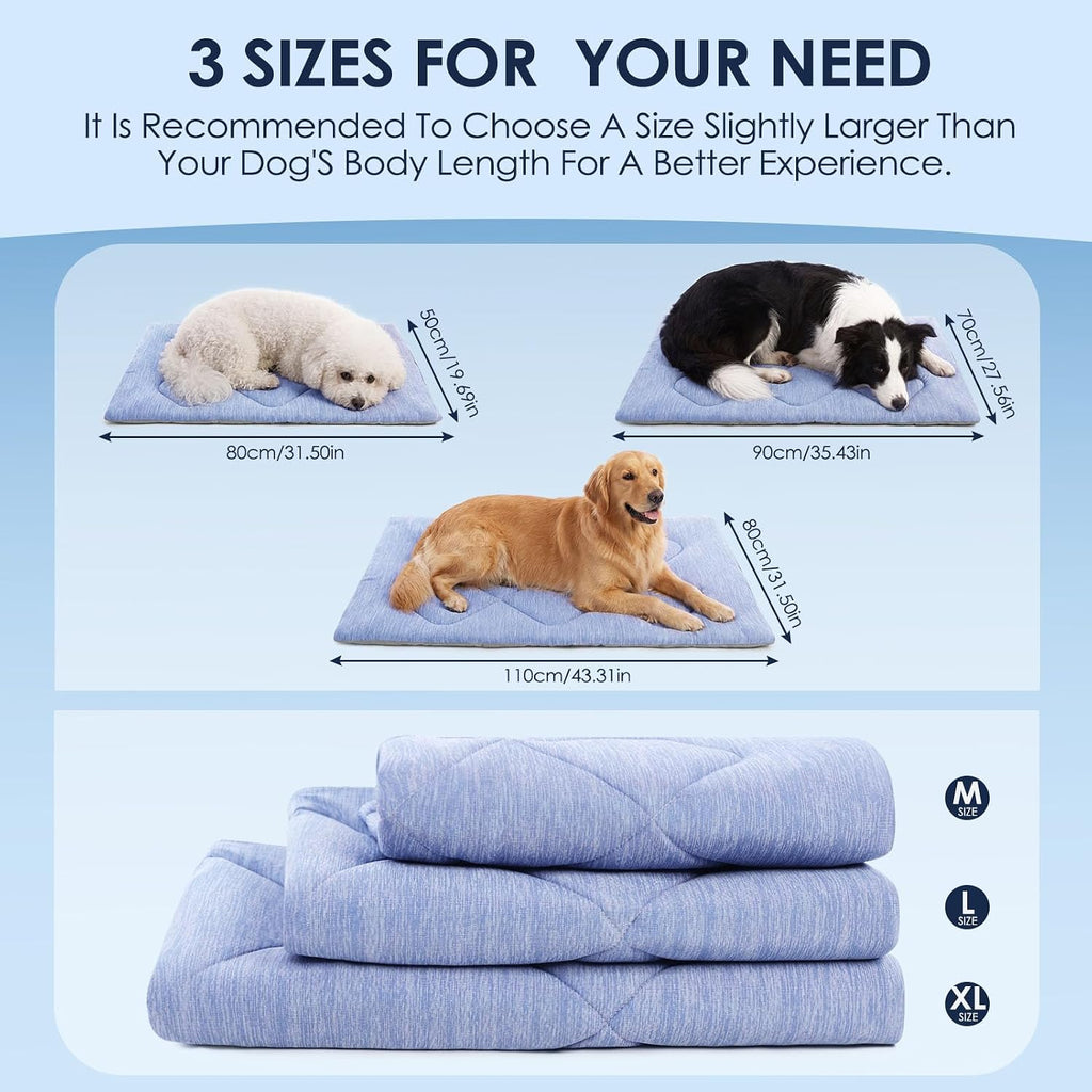 ASENKU Dog Cooling Mat, Portable & Durable Cooling Mat for Dogs, Summer Anti-Slip Breathable Cooling Bed for Large Dogs 60–100 lbs (Golden Retriever, Lab, German Shepherd), 43x32 inches, Blue Diamond