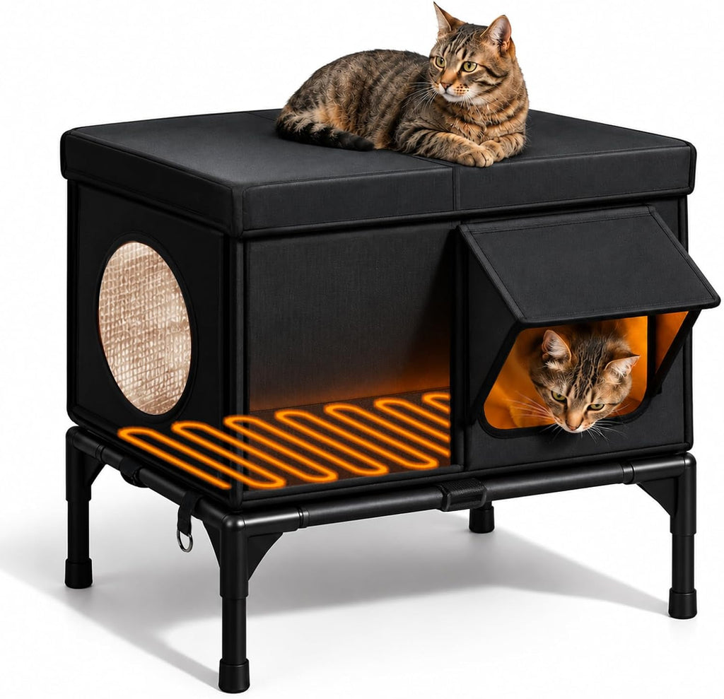 Outdoor Cat House Weatherproof, Heated Cat House for Outside, Cat Shelter,S