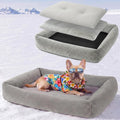 Cooling Dog Bed for Large Dogs - Removable Inner Cushion & Reversible Design (Ice‑Silk Cooling Layer | Sherpa Fleece Layer), Non‑Slip Bottom Washable Medium Mat for Crates, Beds, Sofas 24" × 15"