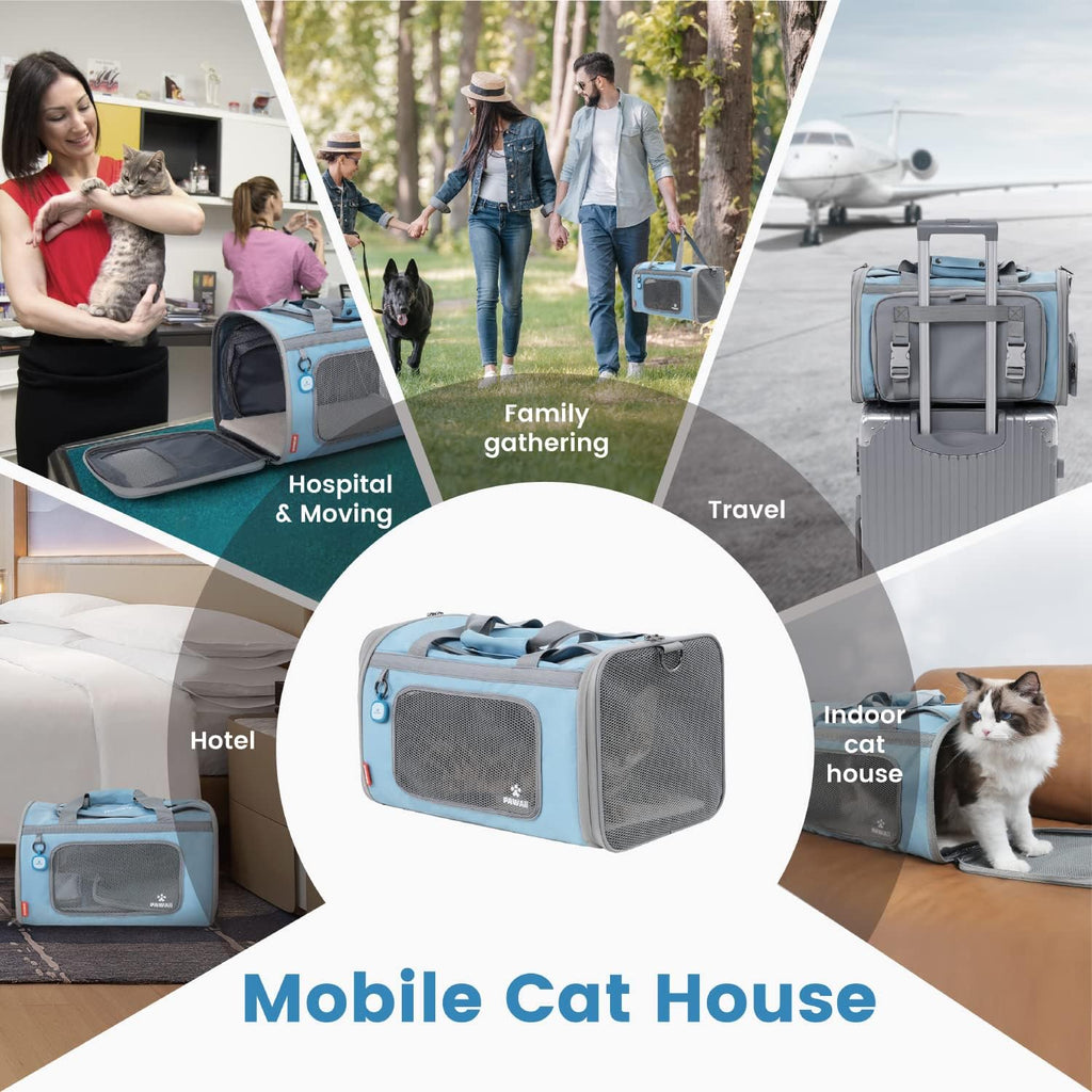 Pawaii Cat Carrier Airline Approved Expandable Breathable Safety Leash
