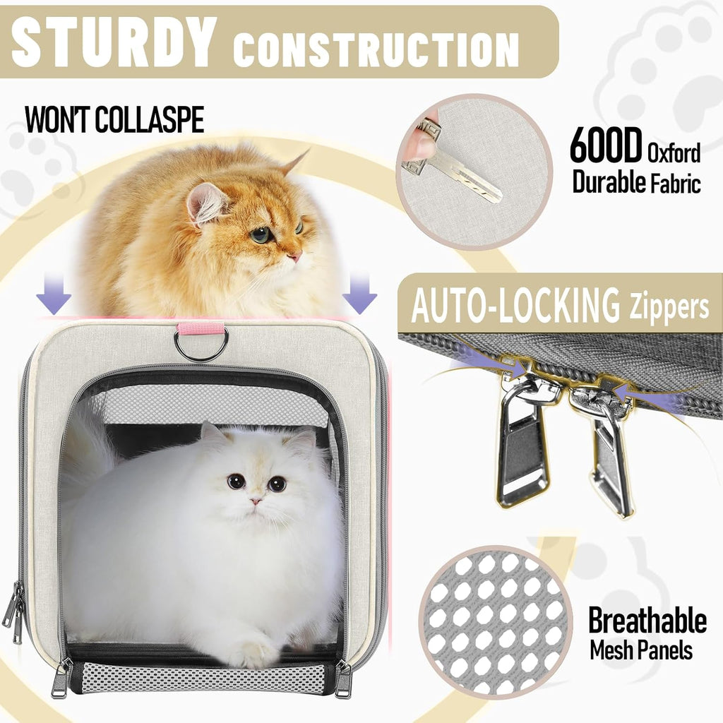 GAPZER Large Cat Carrier Soft, Collapsible Travel Pet Carry Bag, Small Dogs