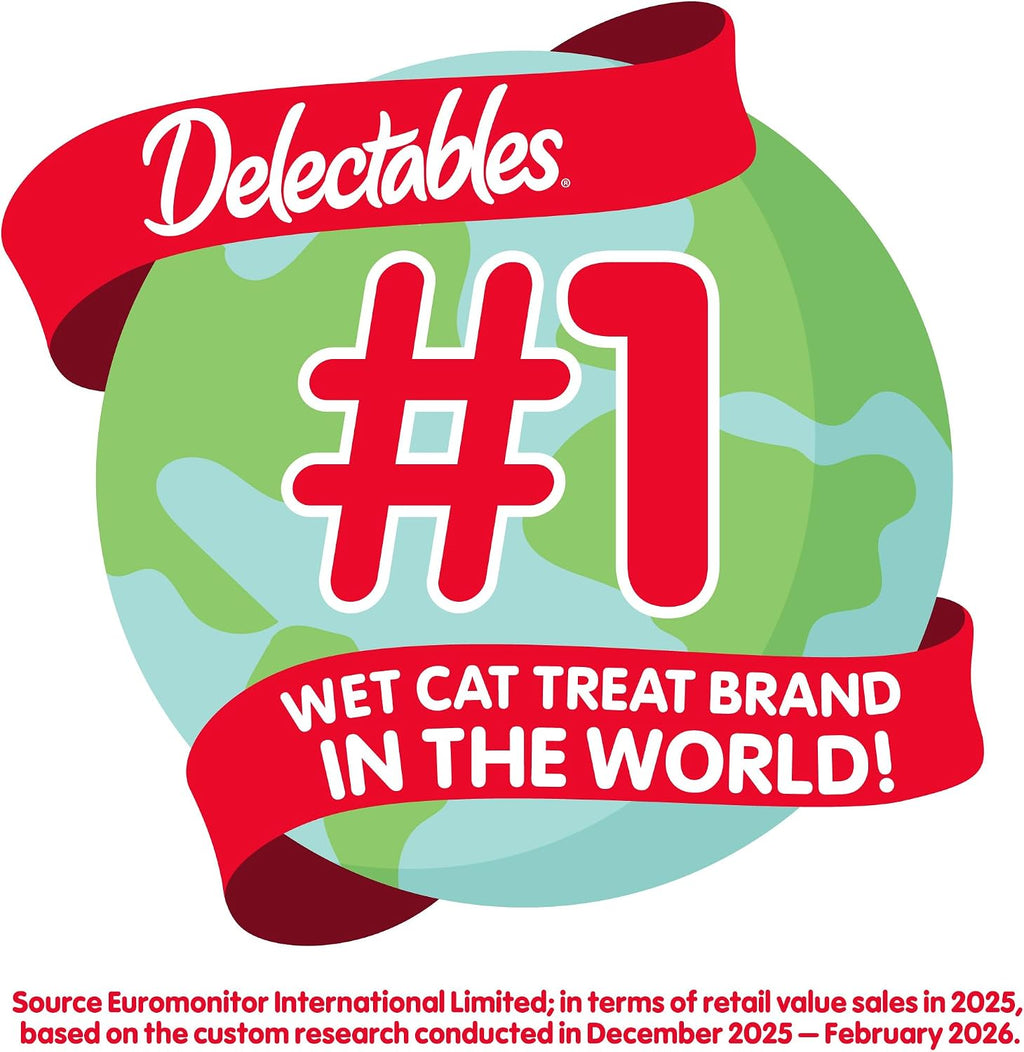 Delectables Lickable Treat Bisque Non-Seafood Wet Cat Treat with Real Chicken, Food Topper, Hydrating, Grain-Free, No Fillers, By-Products, Added Preservatives, 1.4oz Pouch, 12ct
