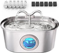 3.2L/108oz Stainless Steel Cat Water Fountain Pet Fountain