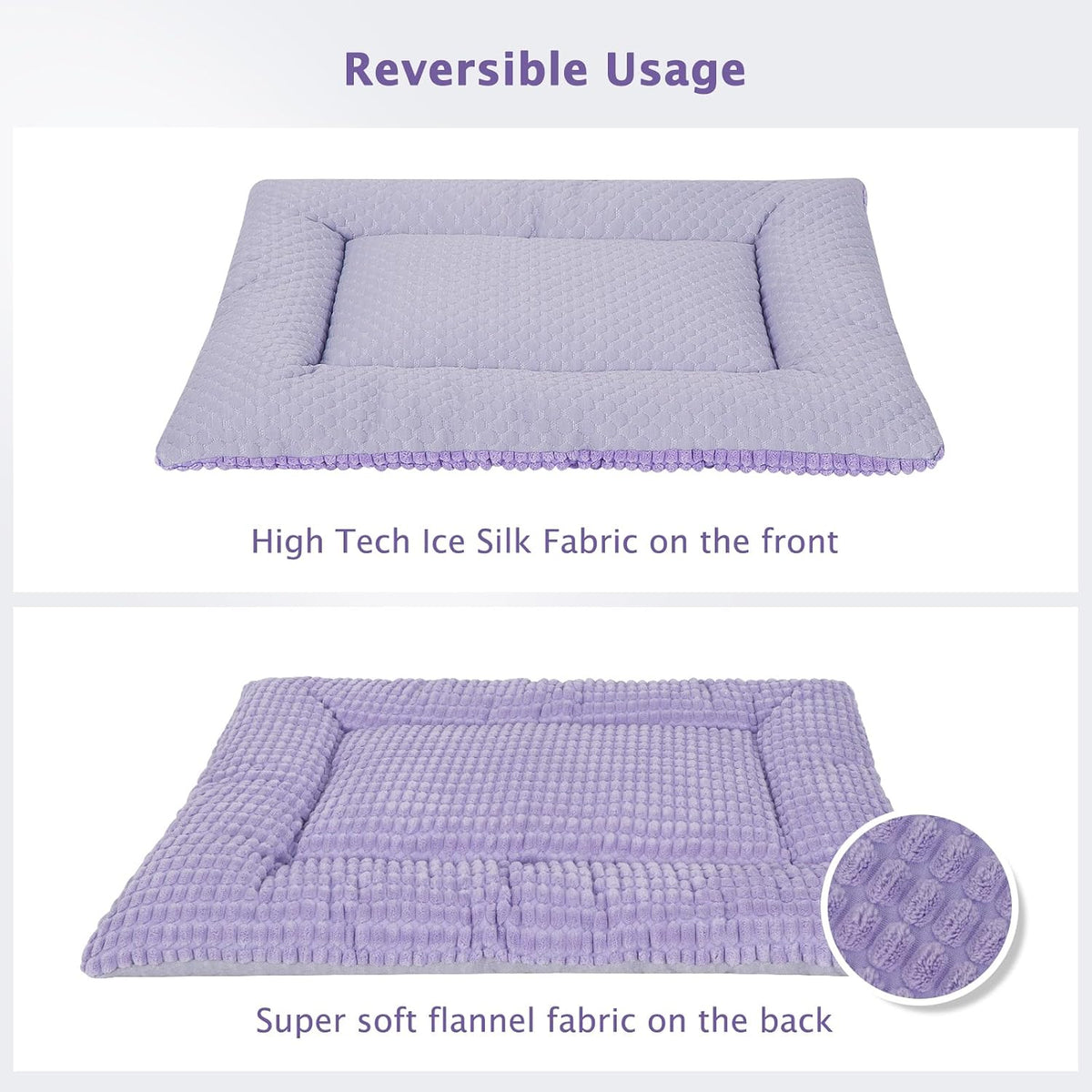 Dog Bed Mat, Crate Pad Reversible,Soft Kennel Washable Crate Mat (Cool and Warm),Pet Sleeping Mattress for Small Medium Dogs XB009 (18''x13'',Corn Velvet Purple)