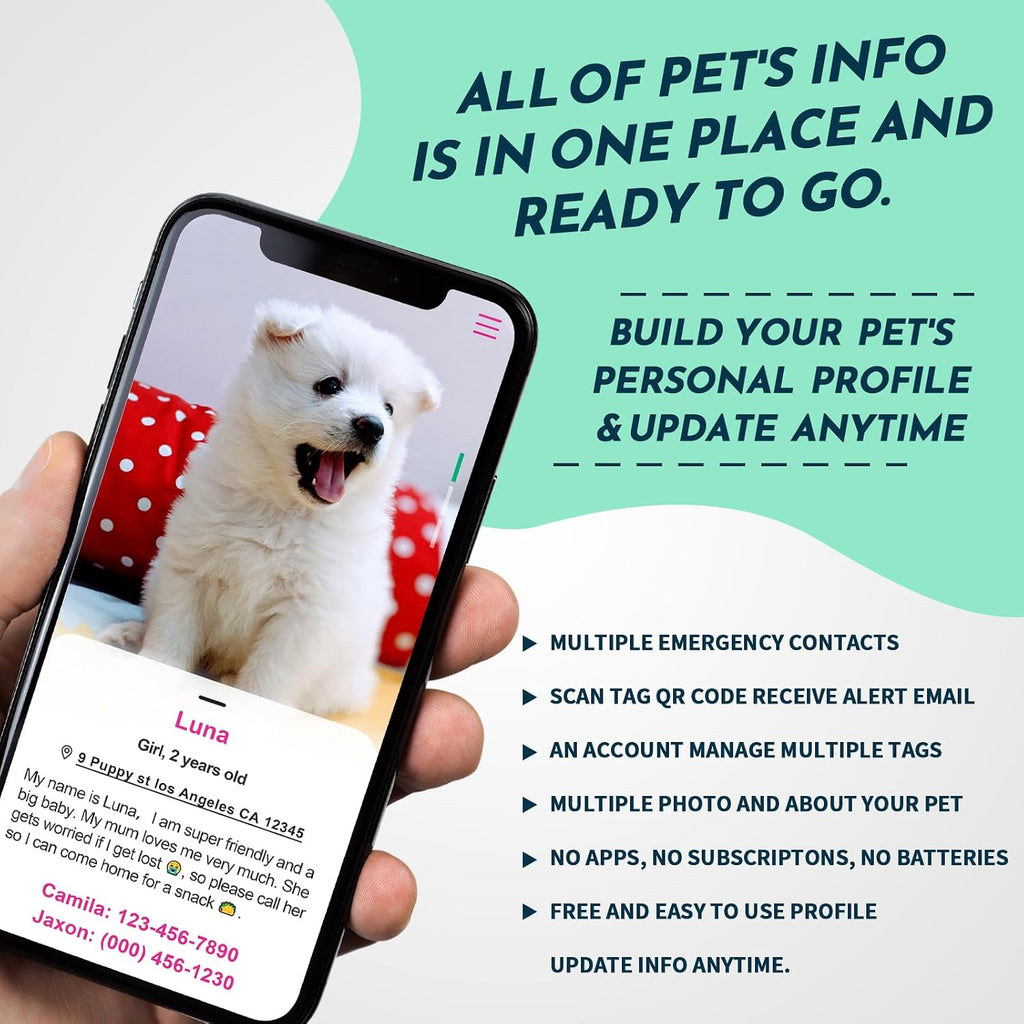 MYLUCKYTAG QR Code Dog Tags - Scan for Instant Pet Location Alerts