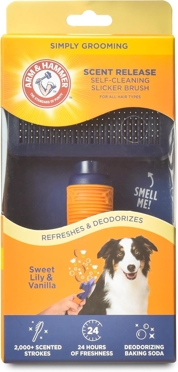 Arm & Hammer Deodorizing Slicker Dog Brush, Sweet Lily & Vanilla, 2-Pack