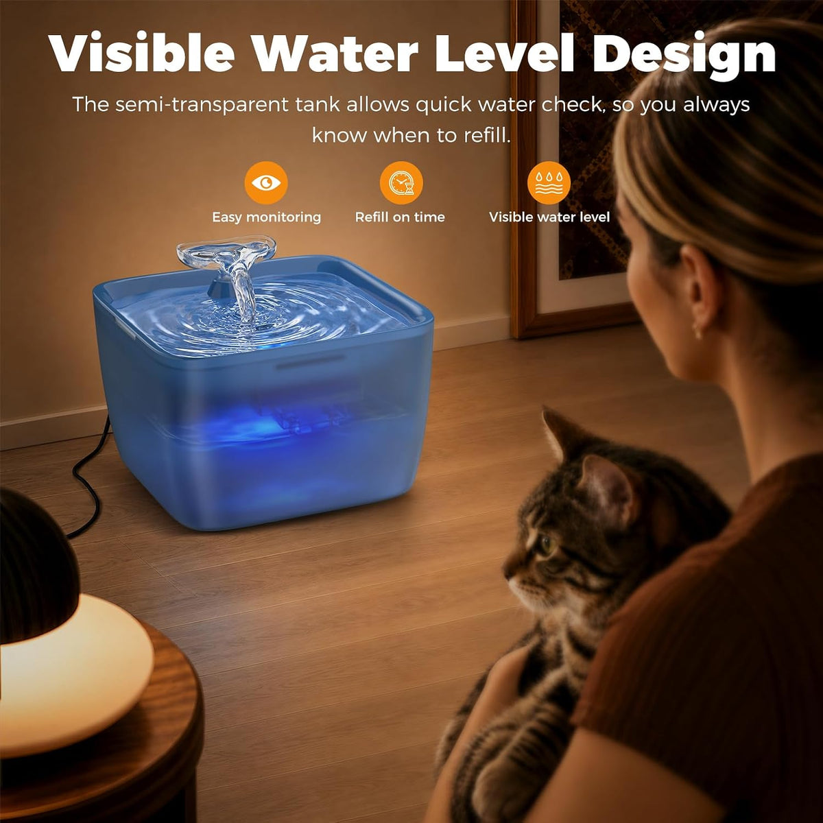 Pet Water Fountain for Large Dogs & Cats, 7L/1.84Gal, Quiet Automatic Pump