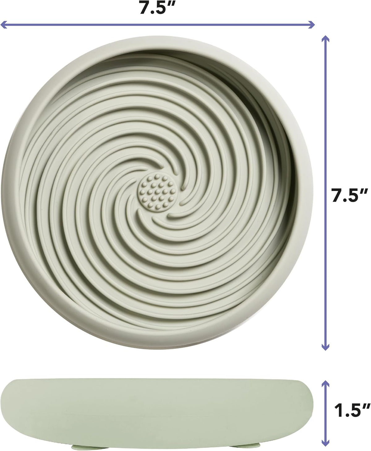 Large Lick Dish - Silicone Lick Mat + Slow Feeder for Cats & Dogs (Sage)