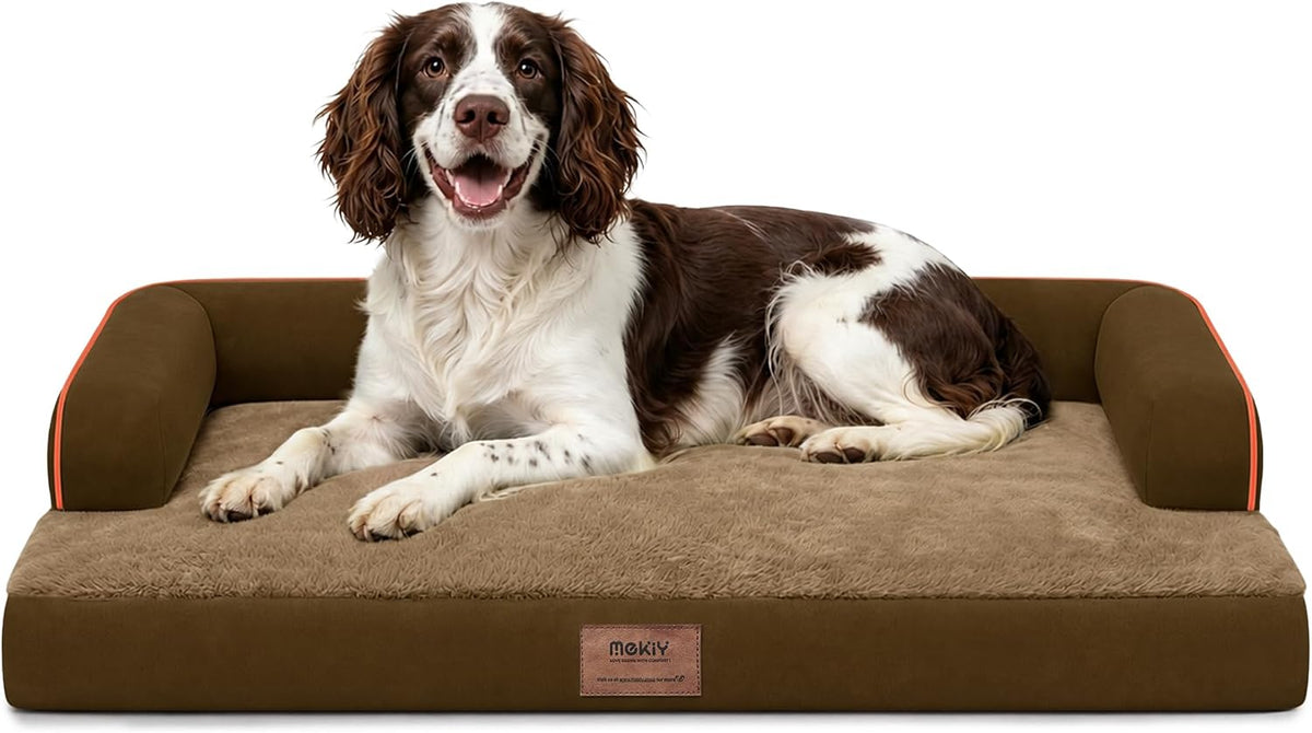 MEKIY Orthopedic Waterproof Dog Bed with Bolster for Extra Large Size Dogs