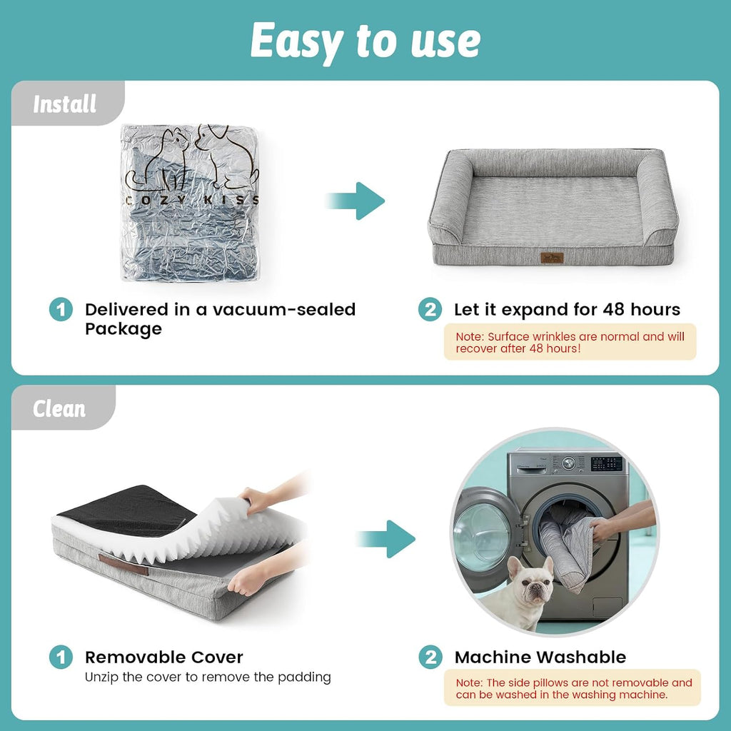 COZY KISS Cooling Dog Bed for Medium Dogs, 36" Orthopedic Pet Sofa