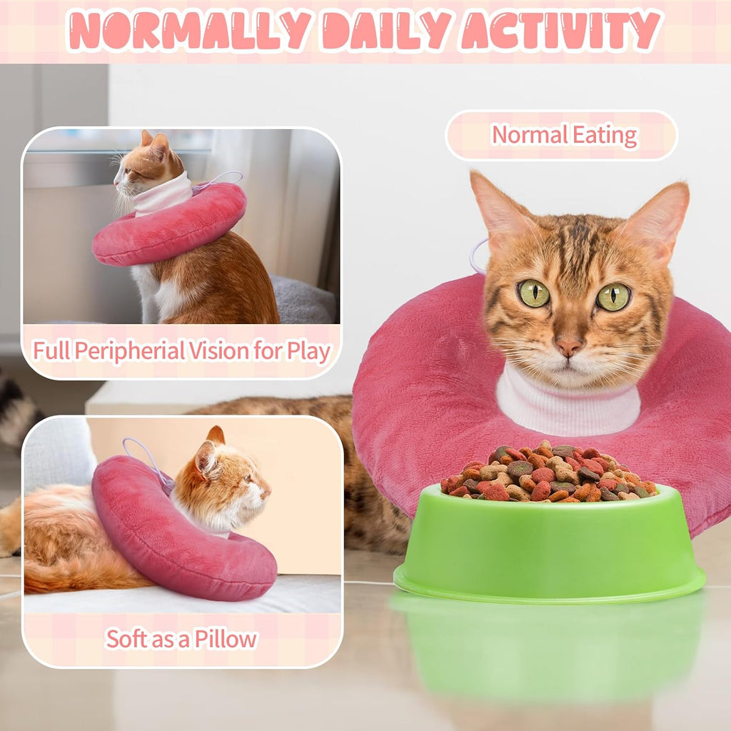 BRKURLEG Cat Recovery Collar, Soft Cat Cones, Pink, S