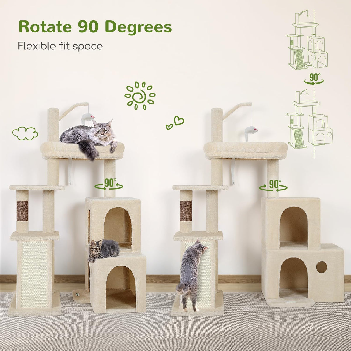 Globlazer Maine Coon Cat Tower for Indoor Adult Cats, F50, Beige
