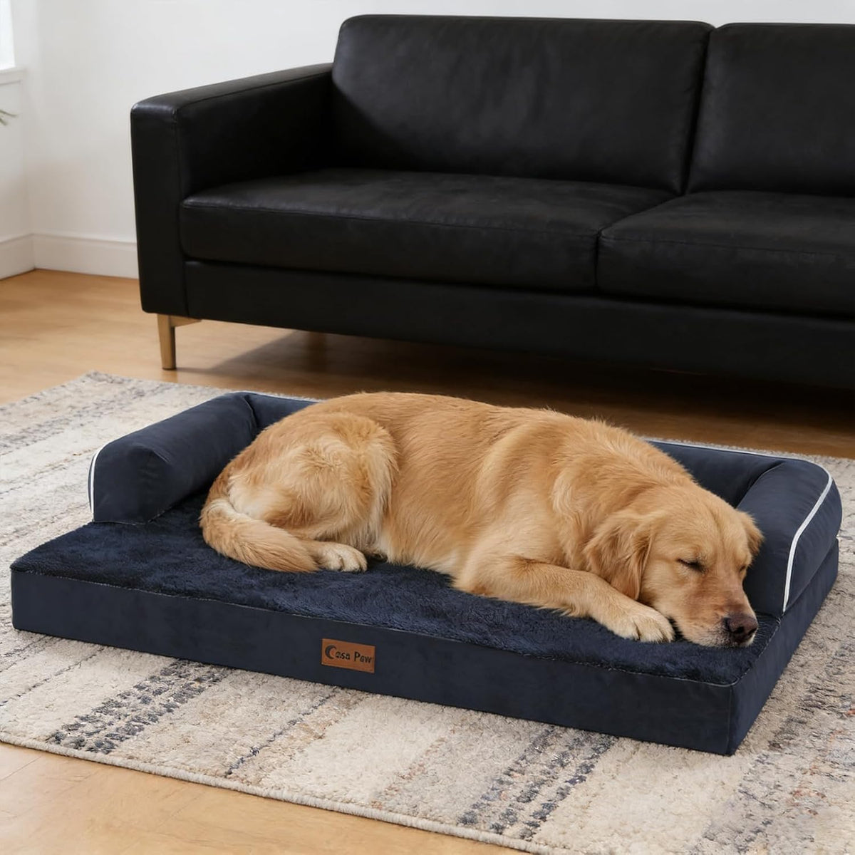 Orthopedic Dog Bed for Extra Large Dogs, 53x42in, Navy Blue