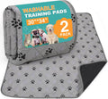 FUWERY Washable Pee Pads for Dogs ,30"X34", Grey, 2 Packs | Thick Heavy Absorbency, Reusable, Prevent Leakage, Non-Slip Pee Pads for Puppy Playpen, Potty Training