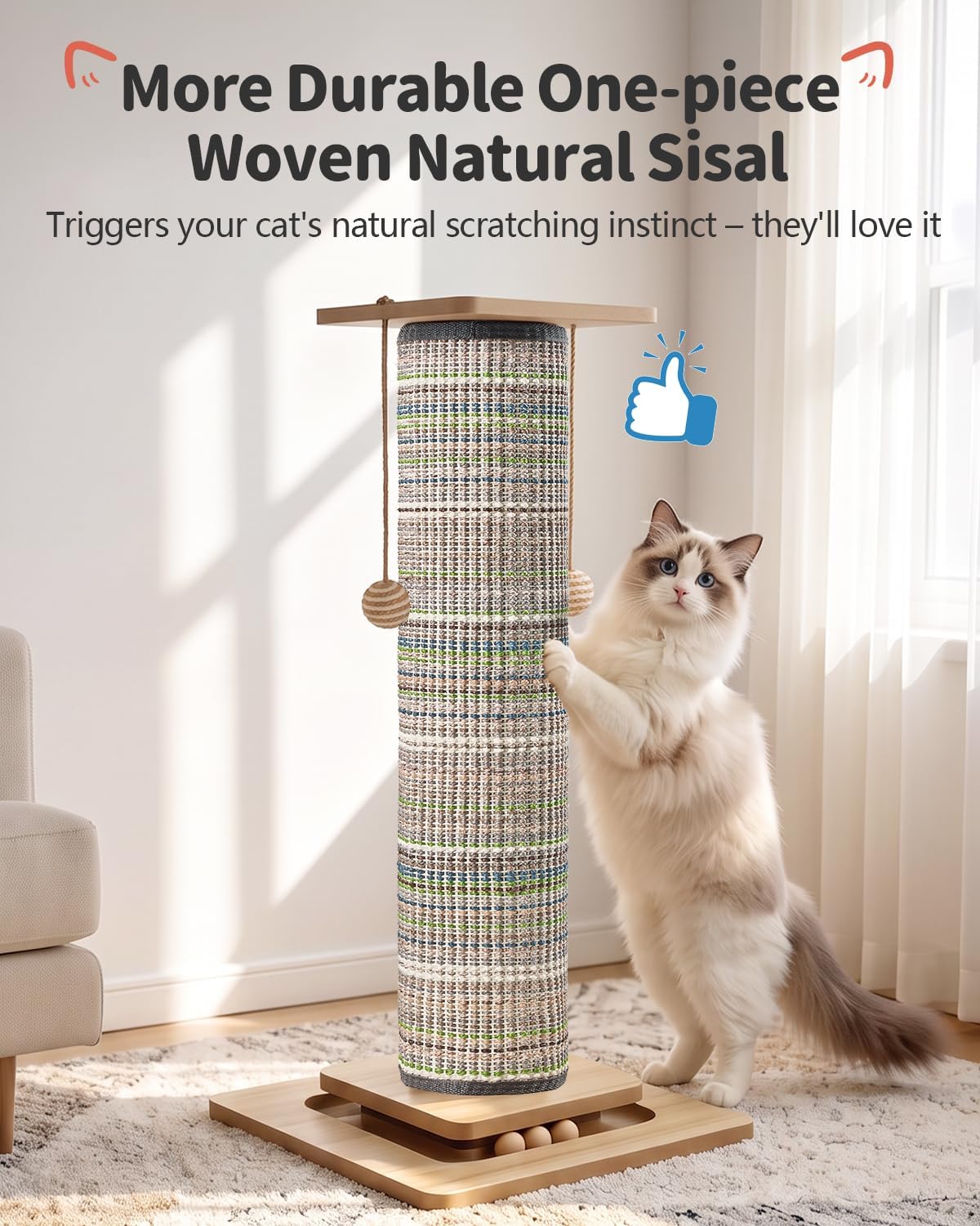 Odoland Cat Scratching Post Replace Mat Natural Sisal Scratcher Pad