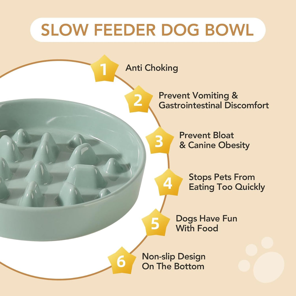 Havniva Ceramic Slow Feeder Dog Bowls, 8.3 in Slow Feeder for Medium Breed