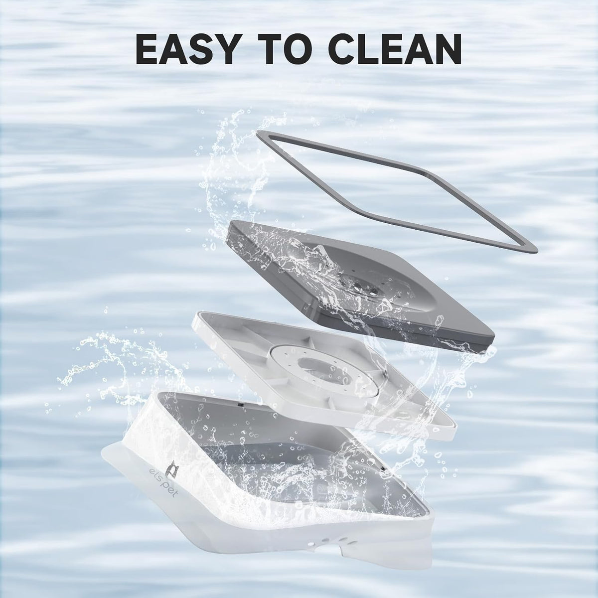 ELS PET Grey 70oz 2L No Spill Dog Cat Bowl Carbon Filter Water Dispenser | 70oz 2l, floating disk slow drink, activated carbon filter, dual spill proof, anti slip, dishwasher safe, medium large dogs 