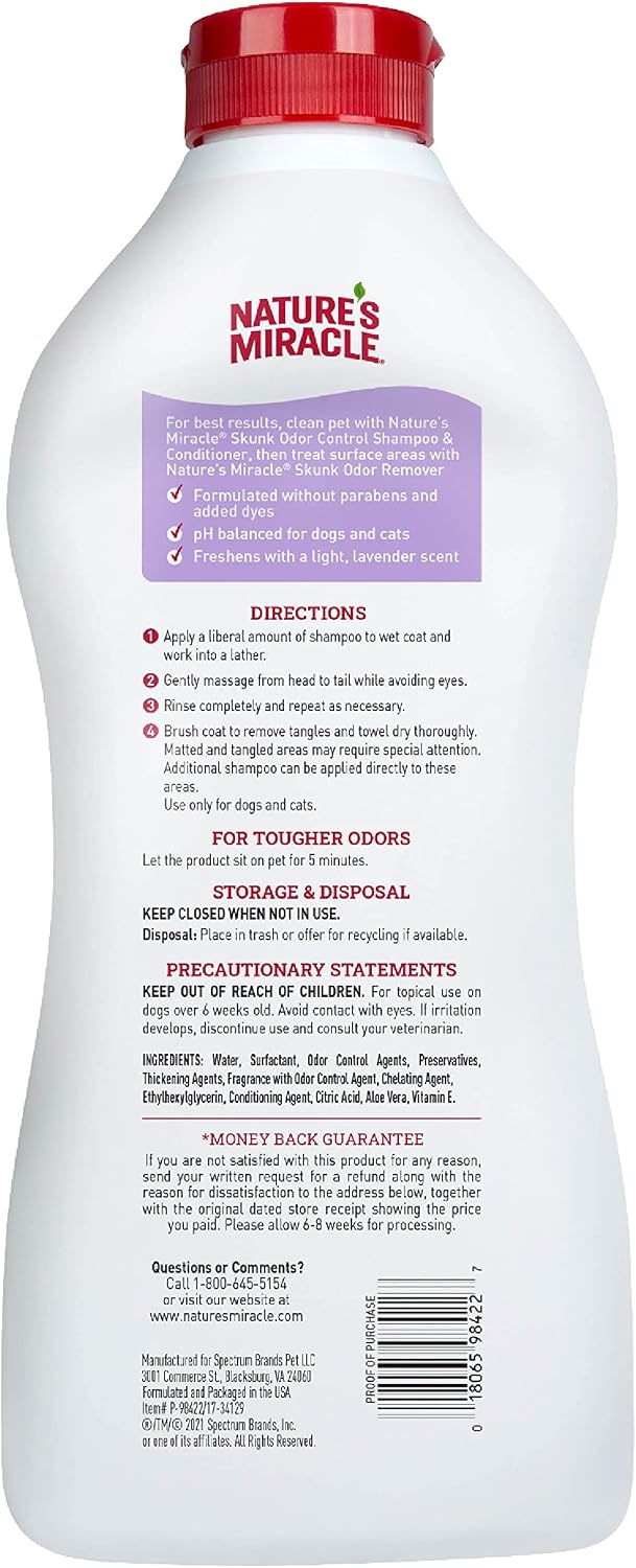 Nature's Miracle Skunk Odor Control Shampoo & Conditioner Lavender Scent 32 Ounces, Odor Control Formula (Pack of 2)