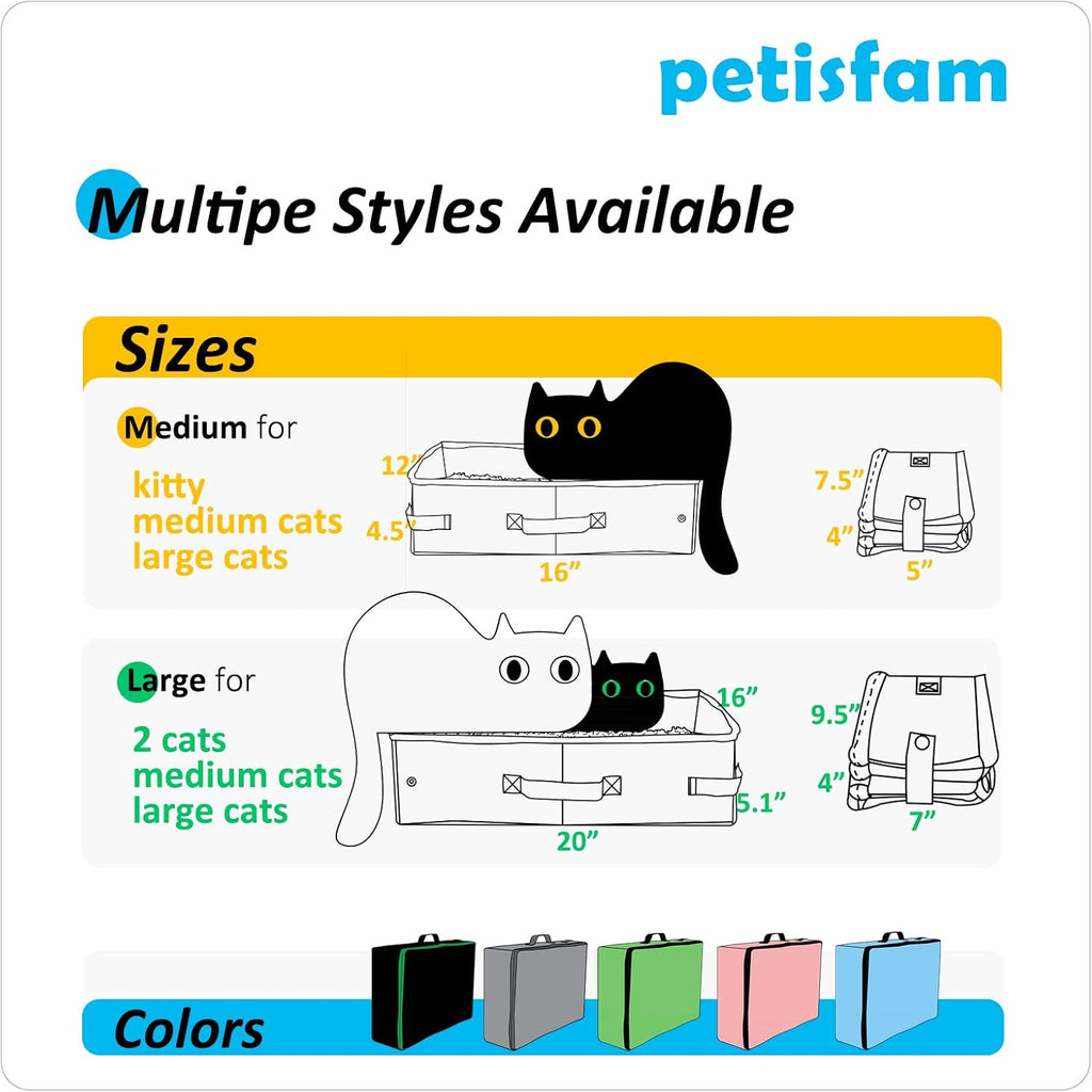 Portable Travel Cat Litter Box for Medium Cats and Kitty with Zipped Lid to Keep Litter and Odor Contained