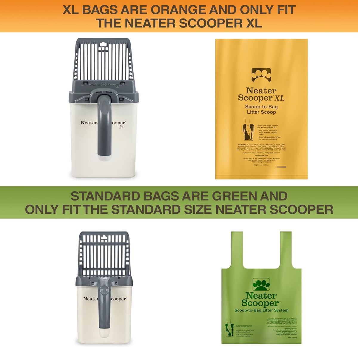 Neater Pets Neater Scooper XL Size Extra-Capacity Waste Bags, Refill Bags for Neater Scooper XL Cat Litter Scoop, Lavender Scent (12 Rolls, 180 Count)
