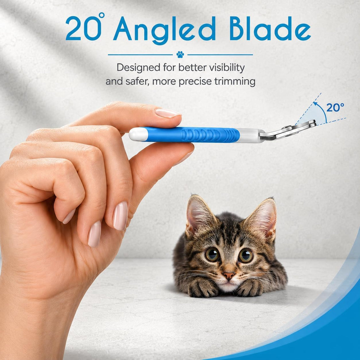 Candure Cat Nail Clipper Stainless Steel Cat Claw Trimmers for Rabbits, Guinea Pigs, Birds, Puppies, Kittens and Small Animals Pet Nail Clipper for Professional and Home Use 4" White & Blue