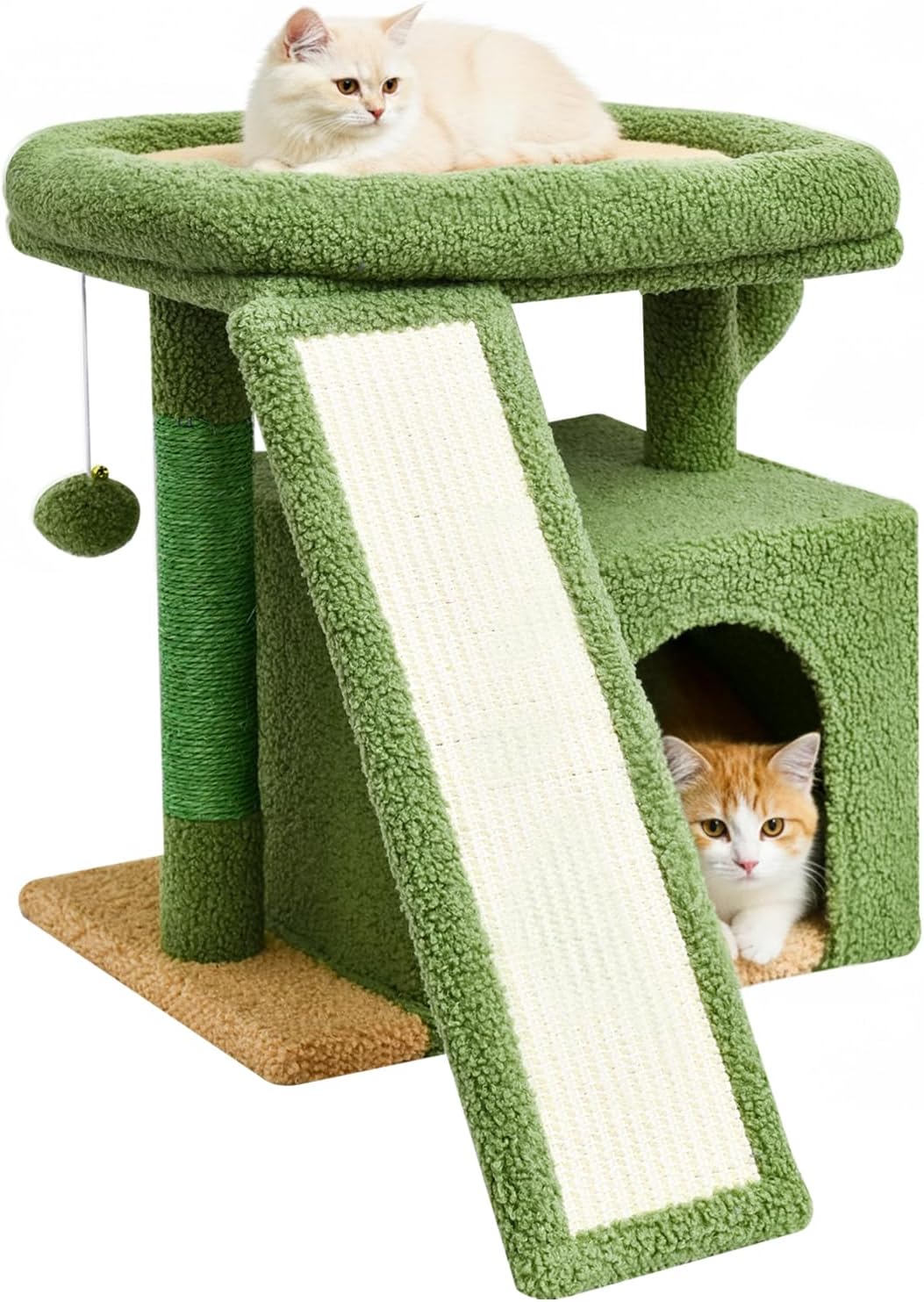 Cactus Cat Tree, Green Cat Tower with Scratching Post for Kittens