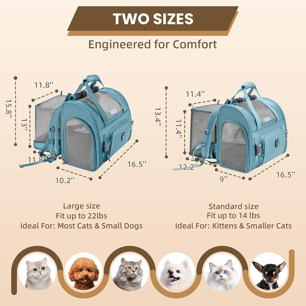 Lollimeow Cat Backpack Carrier, Large Expandable Pet Backpack for Small Dog