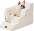 ZOMISIA Dog Stairs Ramp for Bed 19.7" H - Pet Stairs Steps for Small to Medium Dogs to Get on Bed and Couch, 35D Foam with Non-Slip Bottom Beige, 4 Steps