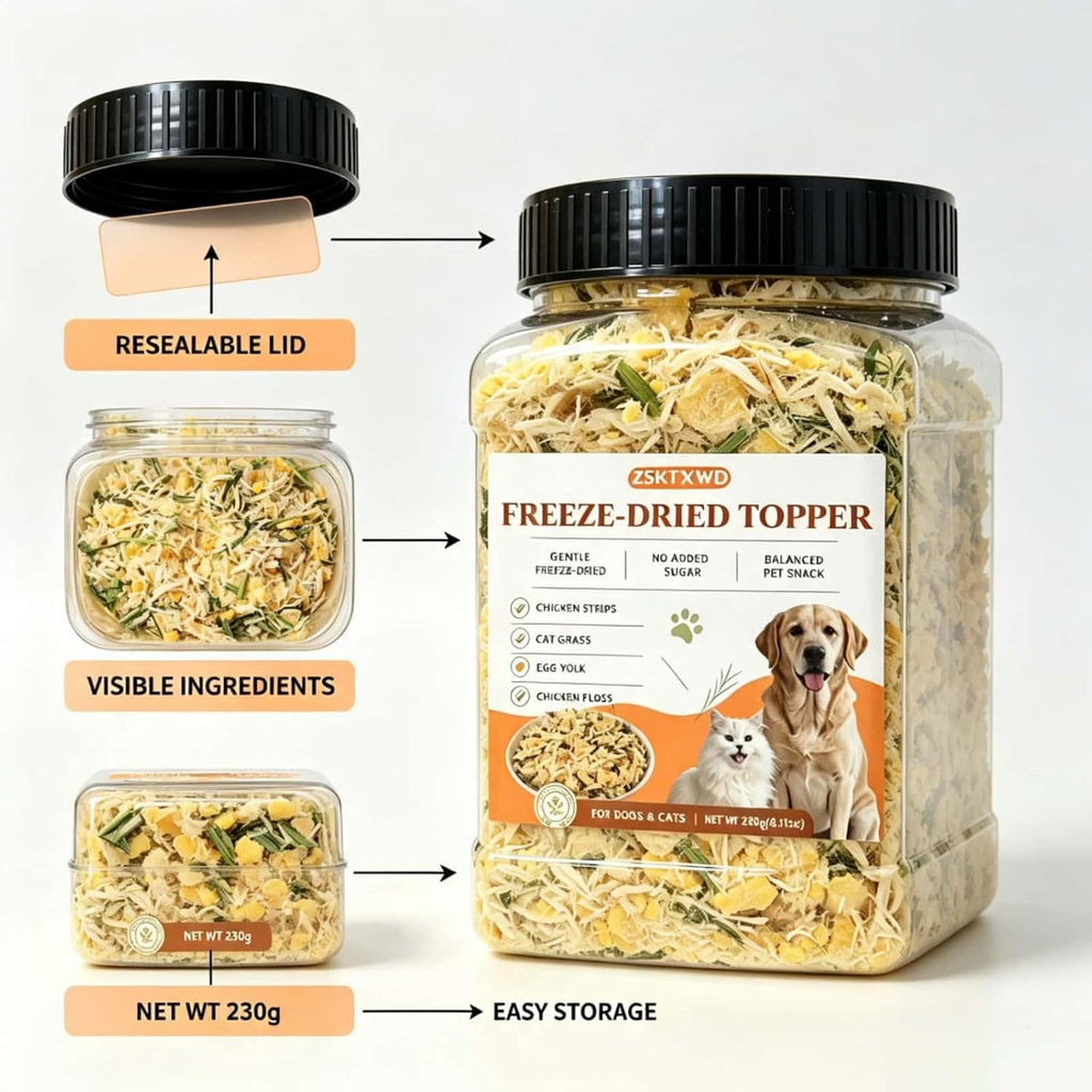8.11 oz Dog & Cat Food Topper - Freeze-Dried Chicken Flavor Cat Grass Bites