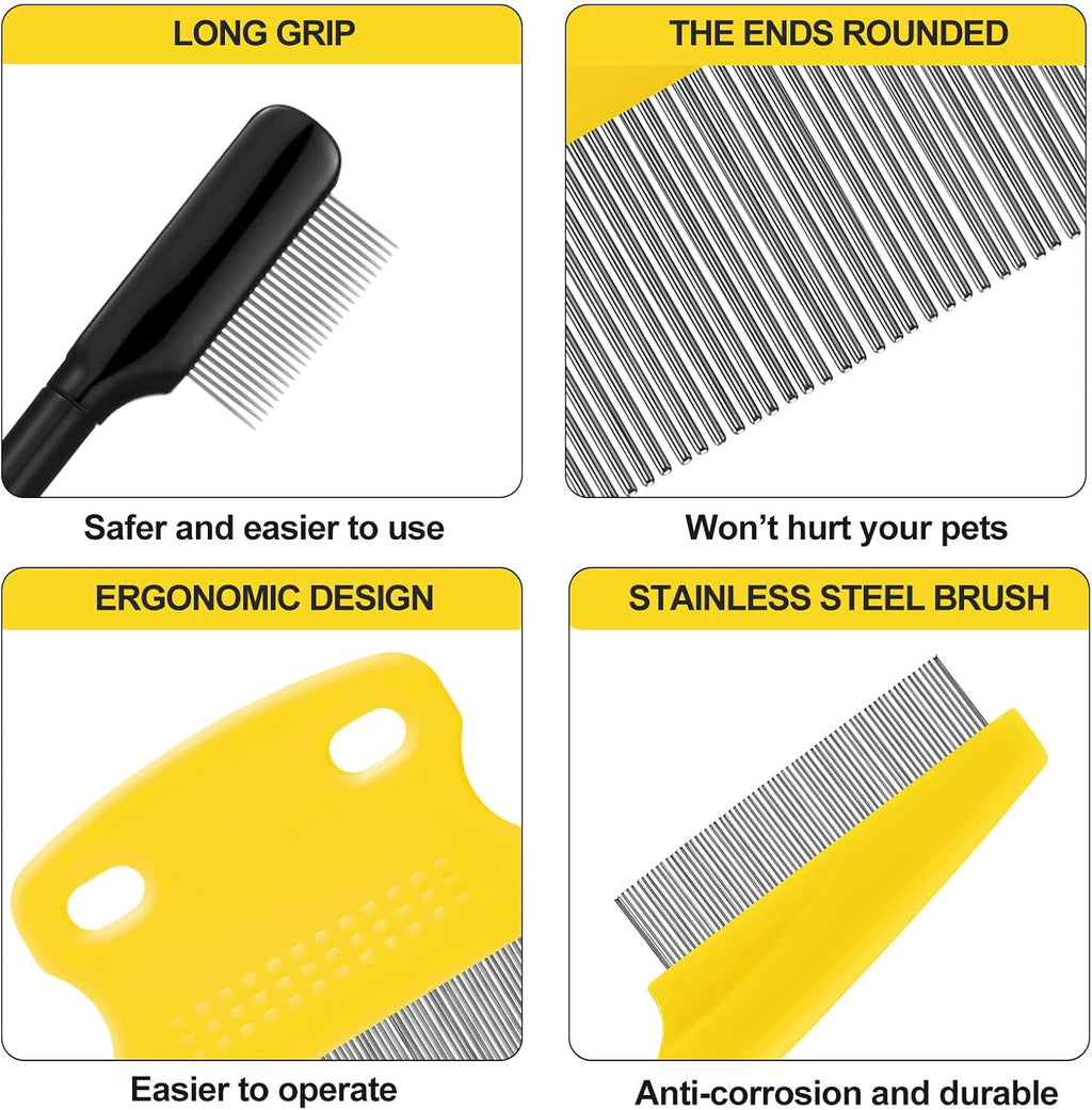 Boao 5 Pcs Dog Eye Comb Tear Stain Remover Grooming, Yellow, Black