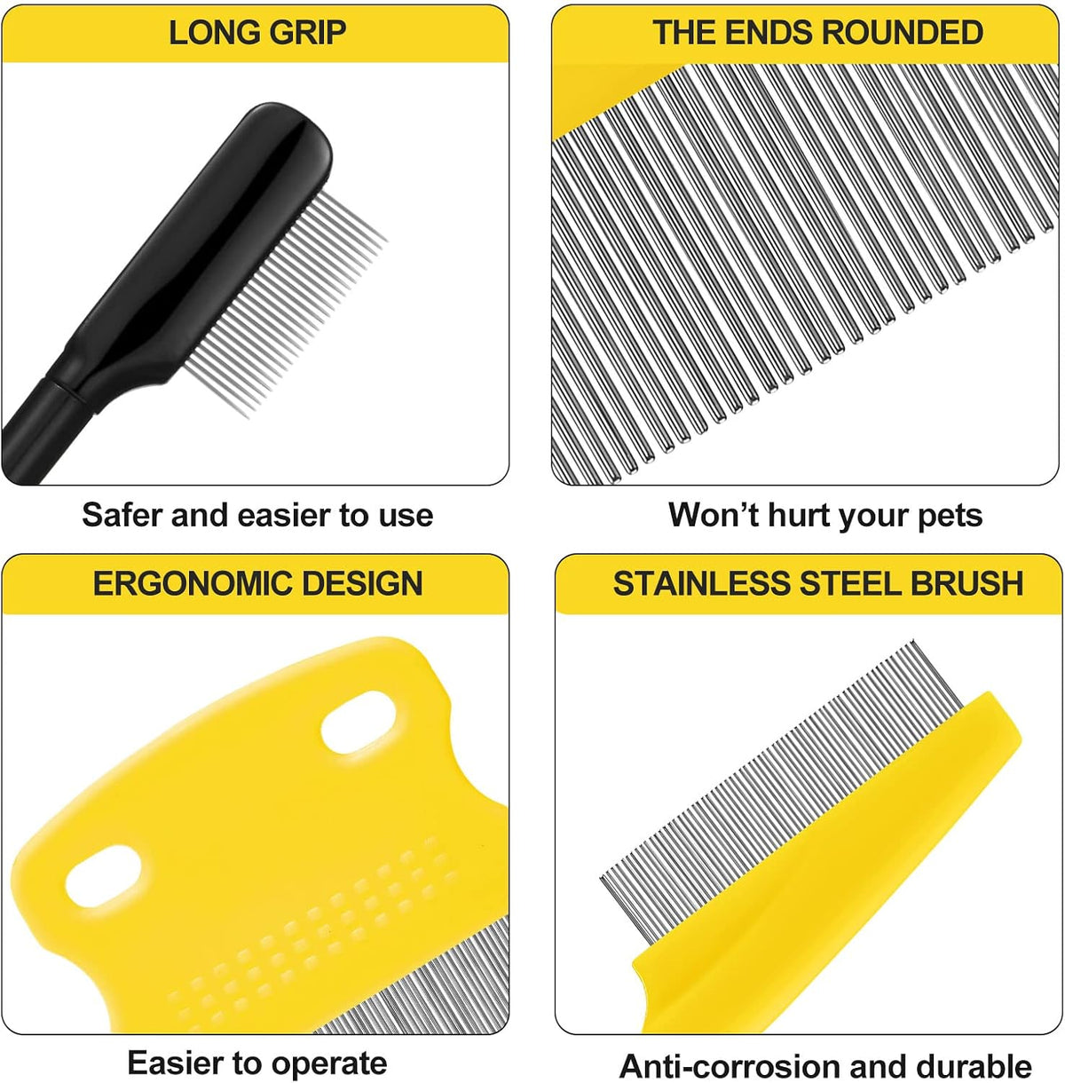 Boao 5 Pcs Dog Eye Comb Tear Stain Remover Grooming, Yellow, Black