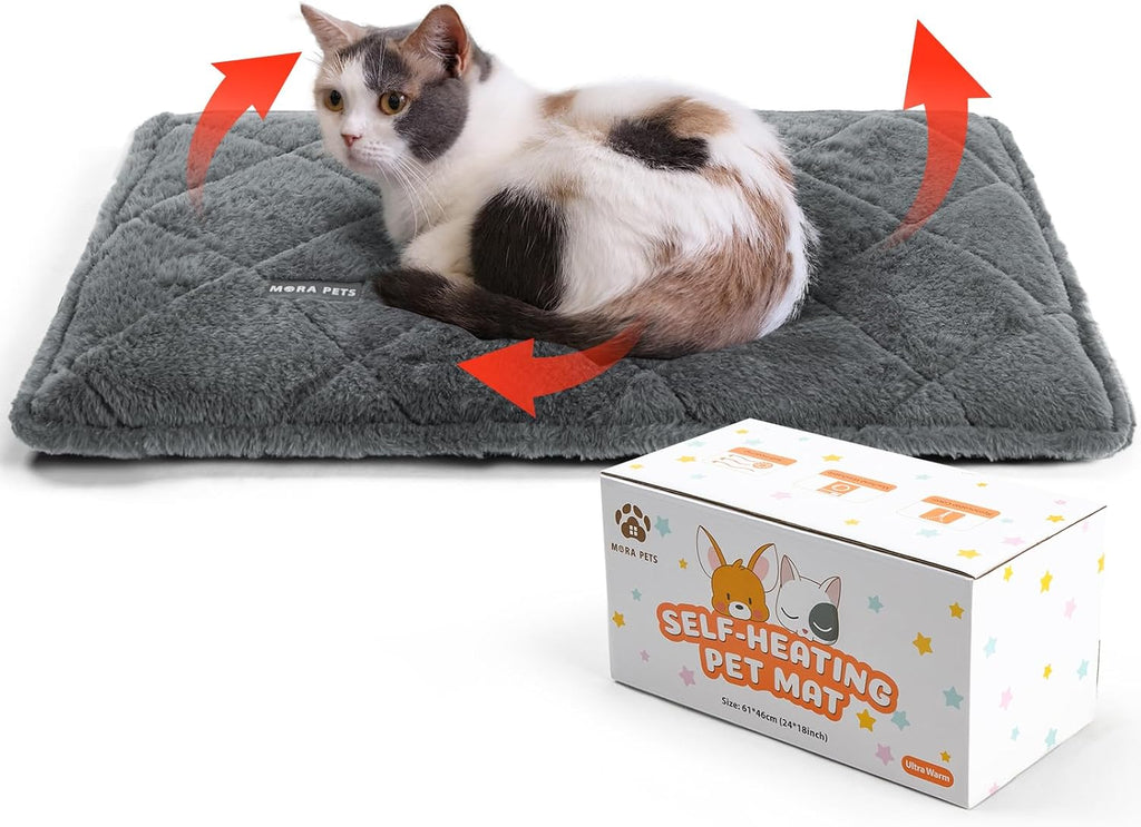 Mora Pets Self Heating Cat Bed,Self Warming Fur Cat Bed 24 x 18 Inches