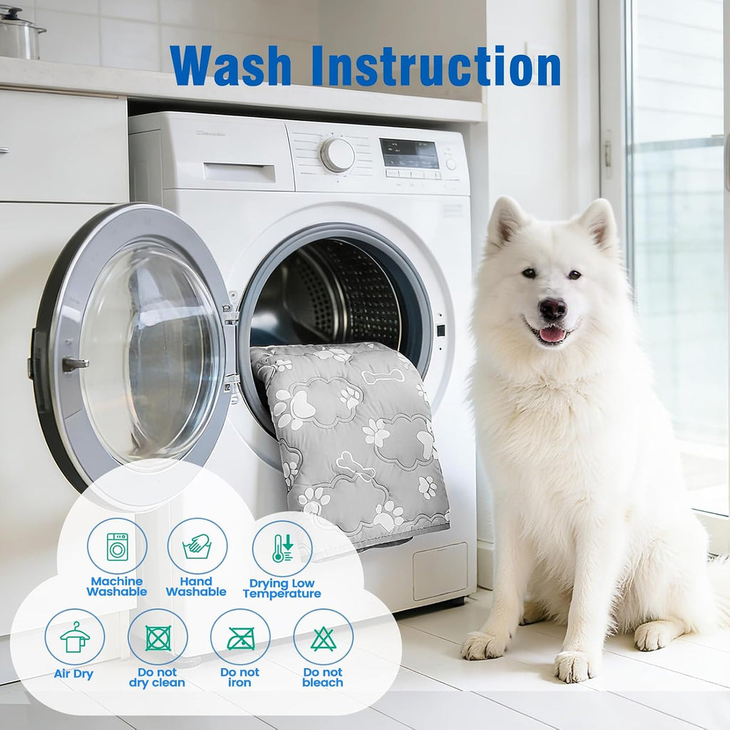 Dog Cooling Mat, Large Cooling Dog Bed Mat for Indoor & Outdoor, Q-Max>0.5, Machine Washable Non-Toxic Portable Pet Cooling Pad for Kennel, Crate, Car - L(36" x 27") - Grey