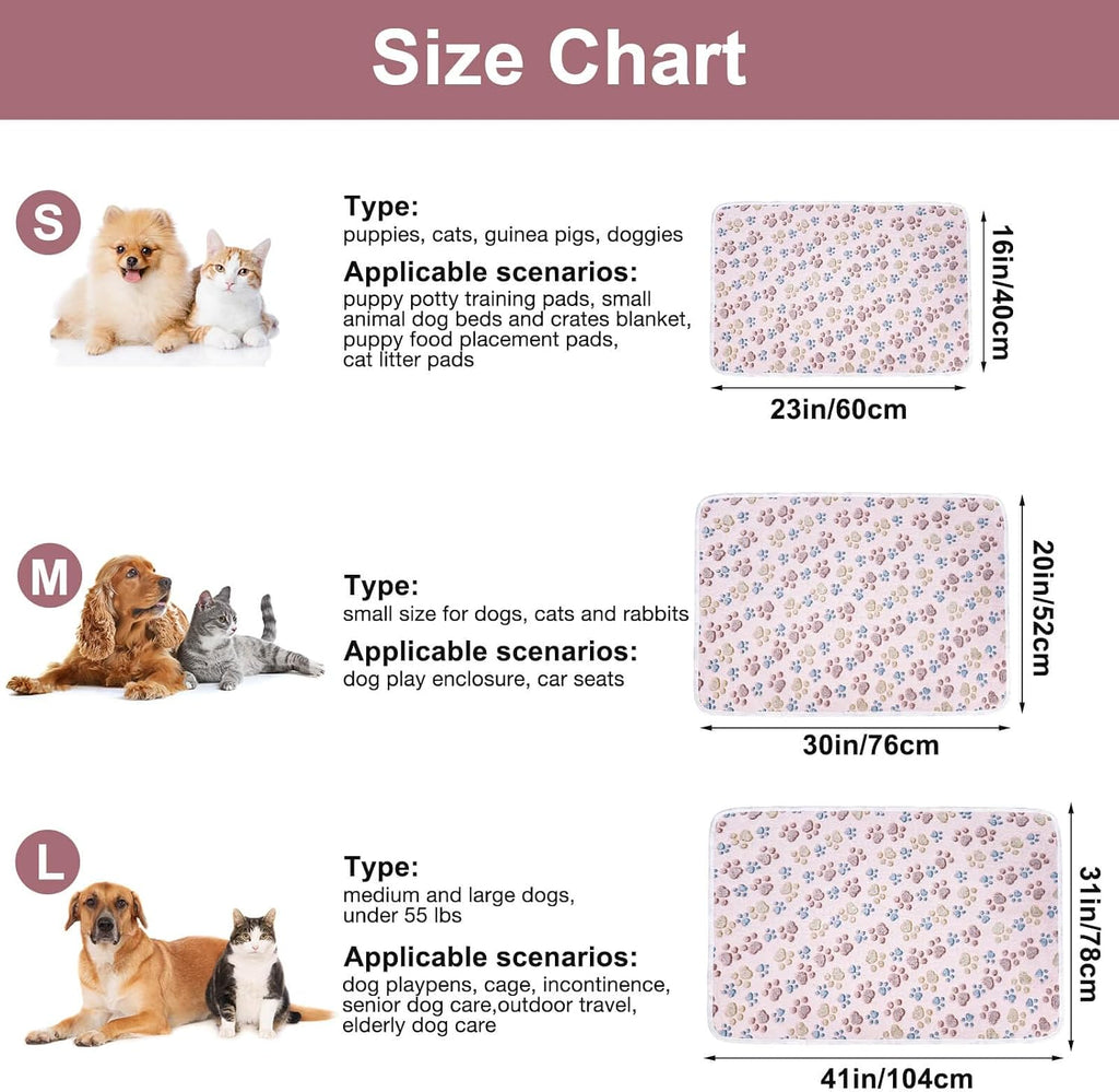 Dono 1 Pack 3 Dog Blankets for Small Dogs, Soft Fluffy Paw Print Pattern Fleece Pet Blanket Warm Sleep Mat, Puppy Kitten Blanket Doggy Mat for Dog Cat Kitten Doggy -23 * 16in (S(23 * 16"), Bone-2)