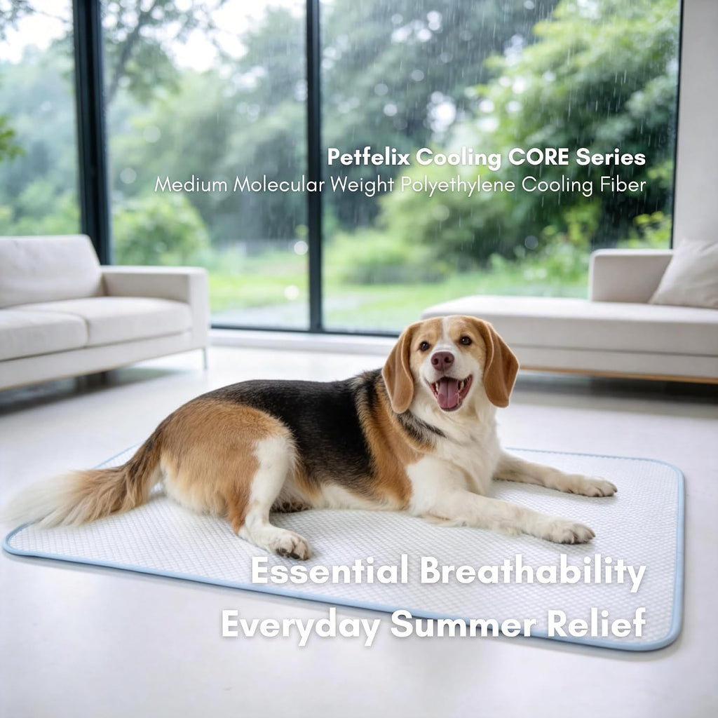 petfelix FrostEase Dog Cooling Mat, Cooling Dog Bed and Cooling Pad for Dog and Cat with Qmax 0.4 Yarn, Breathable 3D Airflow Layers, Machine Washable Non Slip Base for Pets, Blue, M, 28"*20"